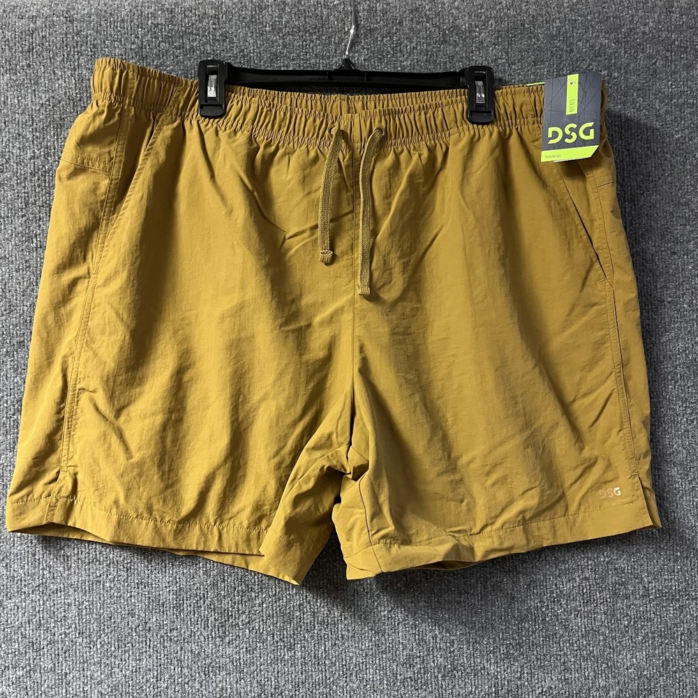 DSG Rec Shorts 6'' Mens 2XL Honey Brown Nylon Relaxed Fit Drawstring Training